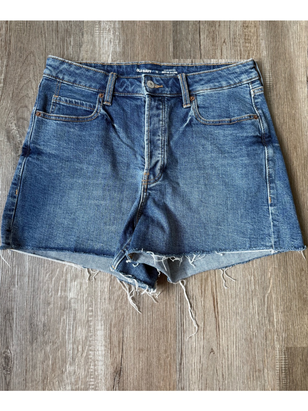 Old Navy Sky High A Line Denim Shorts High Rise Blue Denim Shorts Size 12